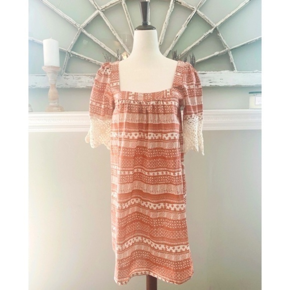 Umgee Rust‎ Floral Shift Dress Size Small